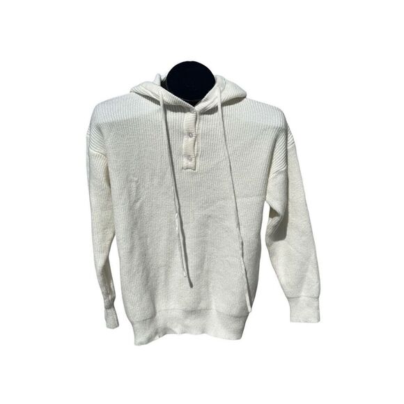 Cream Knit Hoodie Sweater Size M - Picture 1 of 4